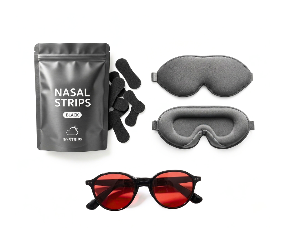 Pack del sueño Krudo con gafas nocturnas antifaz y tiras nasales AirUp