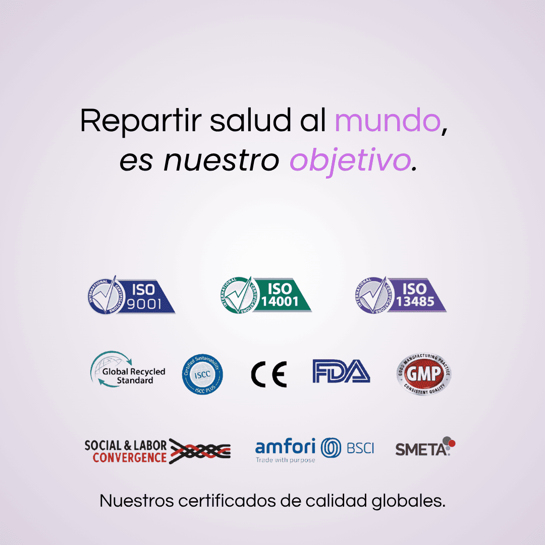 Certificados de calidad globales de Krudo, incluyendo ISO 9001, ISO 14001, ISO 13485, CE, FDA, GMP, y otros estándares internacionales, demostrando nuestro compromiso con la salud y la sostenibilidad.