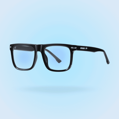 Gafas Krudo Afterwork con filtro de luz azul y montura negra, diseñadas para proteger los ojos frente a pantallas y reducir la fatiga visual durante el trabajo o estudio.