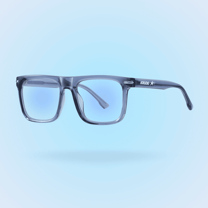 Gafas transparentes con filtro de luz azul Krudo Night Core, diseñadas para proteger la vista frente a pantallas y reducir la fatiga ocular durante el día.
