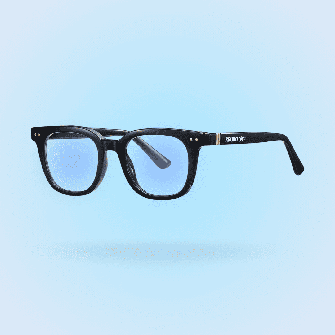 Gafas Krudo modelo No Days Off, con lentes de filtro azul para reducir la fatiga visual y mejorar la concentración durante el uso prolongado de pantallas.